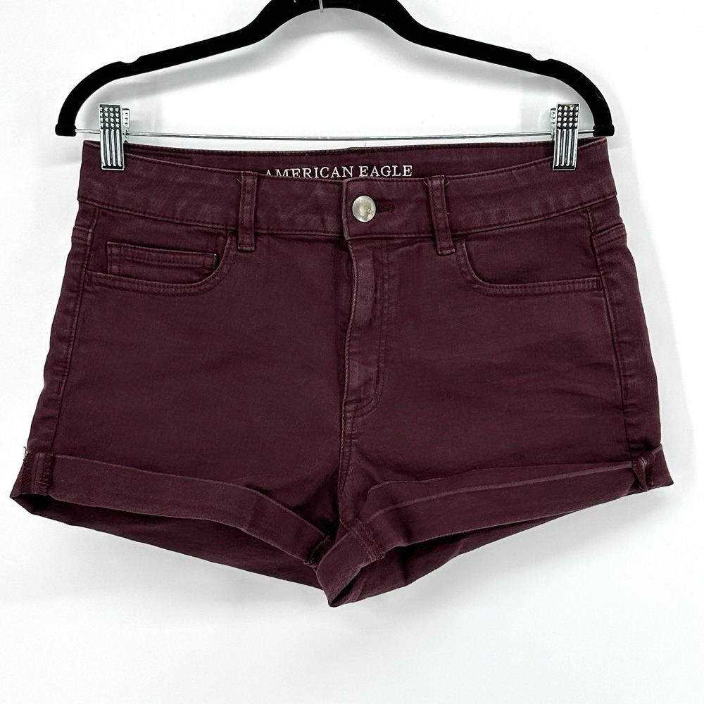 American Eagle Hi-Rise Shortie Stretch Shorts Purple Size 10 Womens Casual
